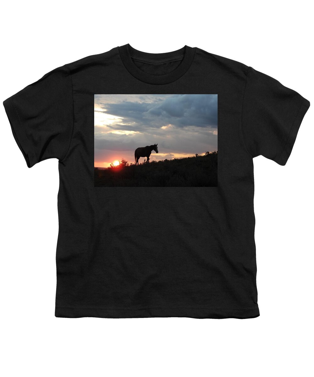 Wild Horse Youth T-Shirt featuring the photograph Wild Horse at Sun Down 2 by Amanda R Wright