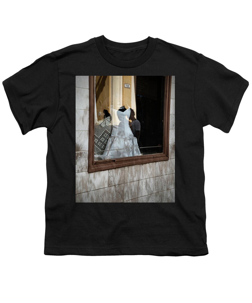 Cuba Youth T-Shirt featuring the photograph Window and Reflections by M Kathleen Warren