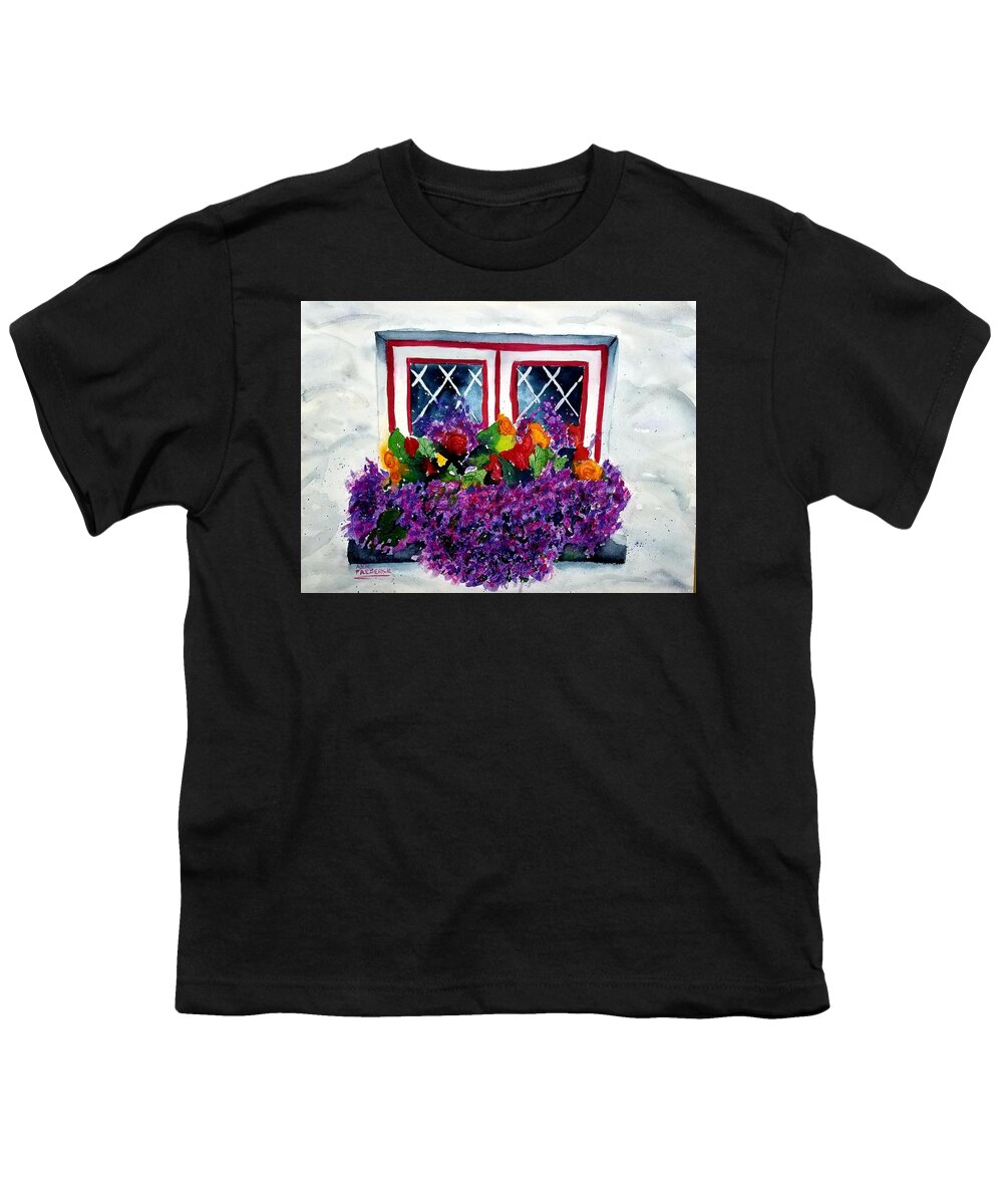Flowers Youth T-Shirt featuring the painting Window Treatment by Ann Frederick