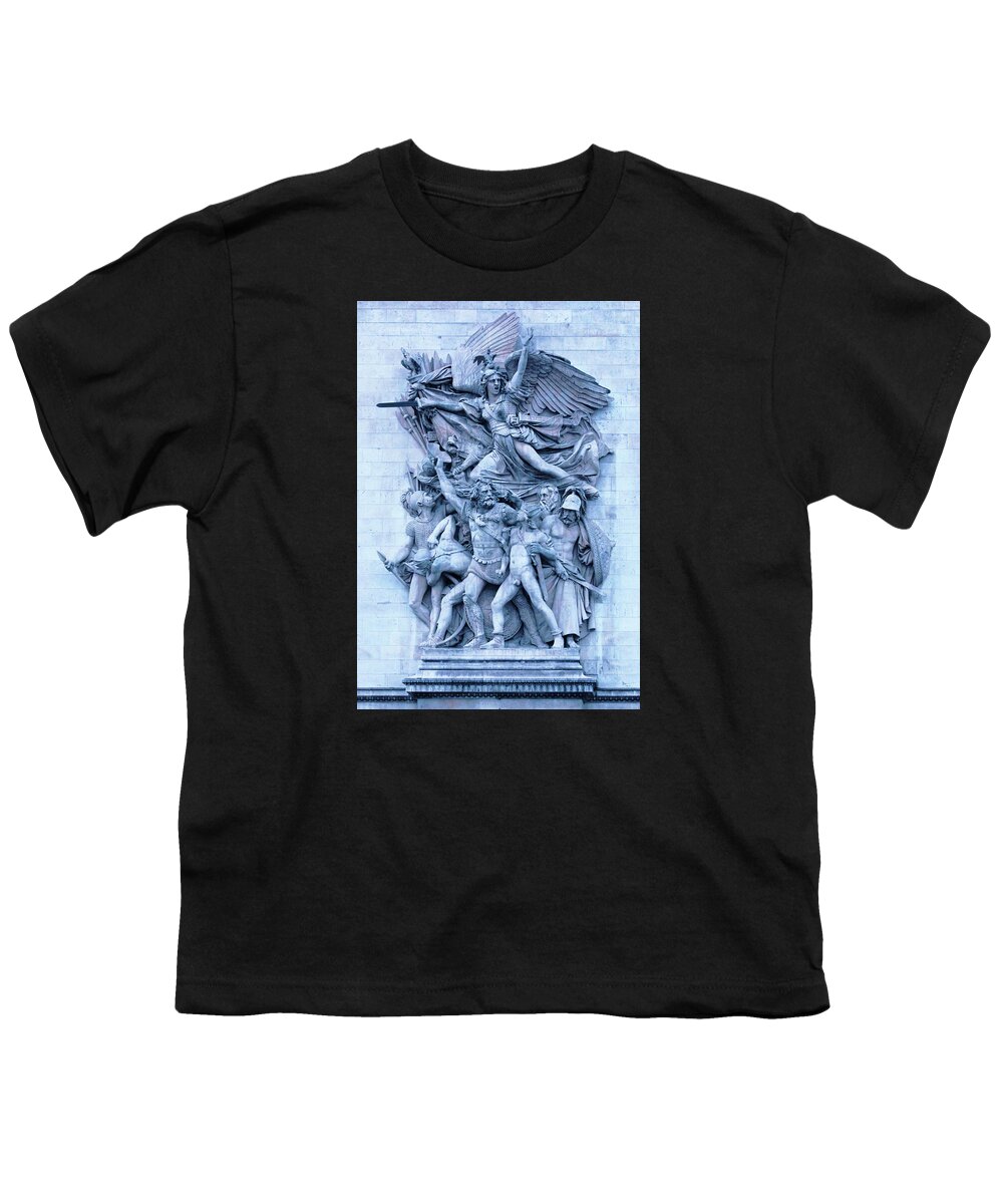 Paris Youth T-Shirt featuring the photograph Winged Liberty / Arc de Triomphe by Ron Berezuk