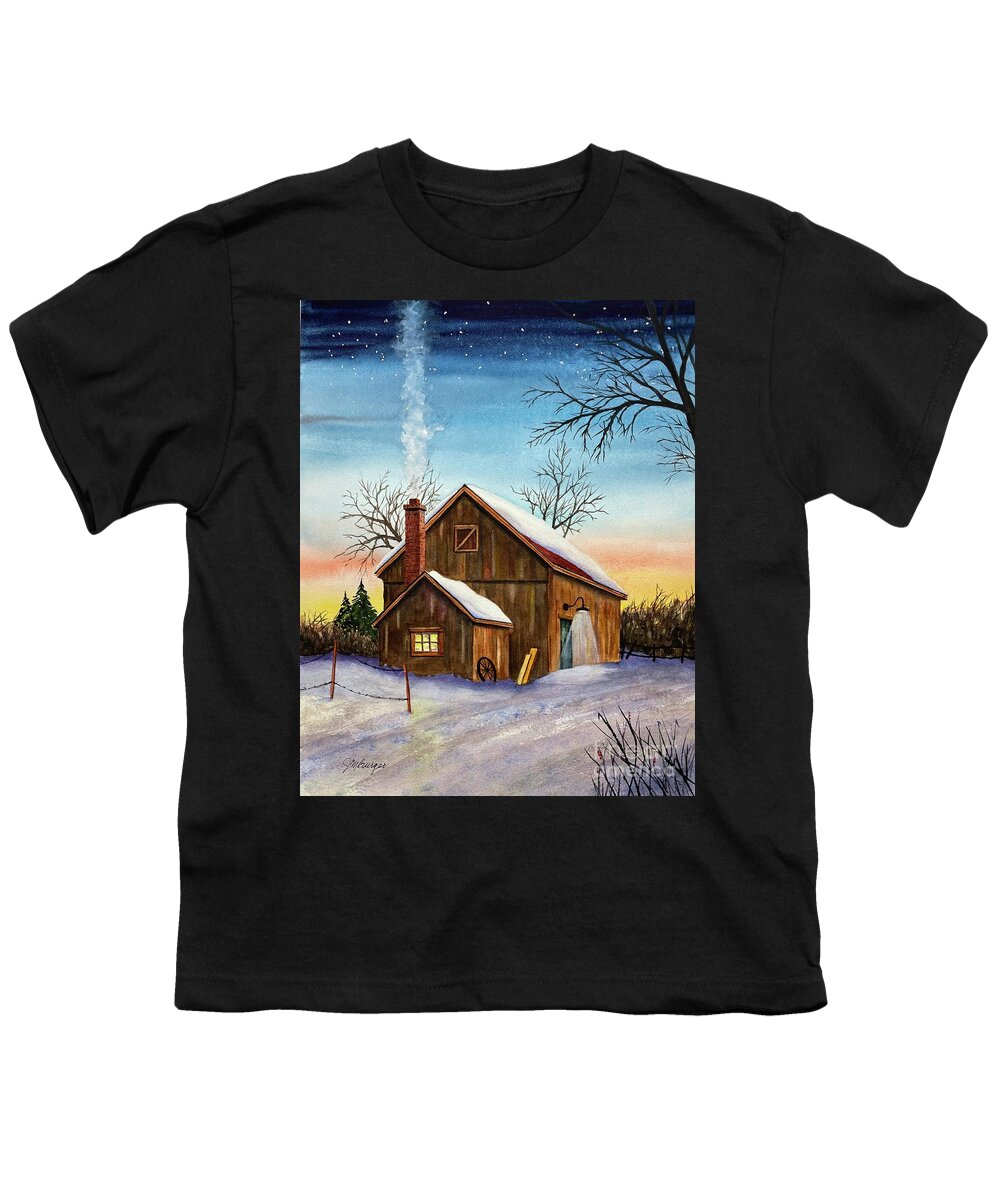 Barn Youth T-Shirt featuring the painting Working Late by Joseph Burger
