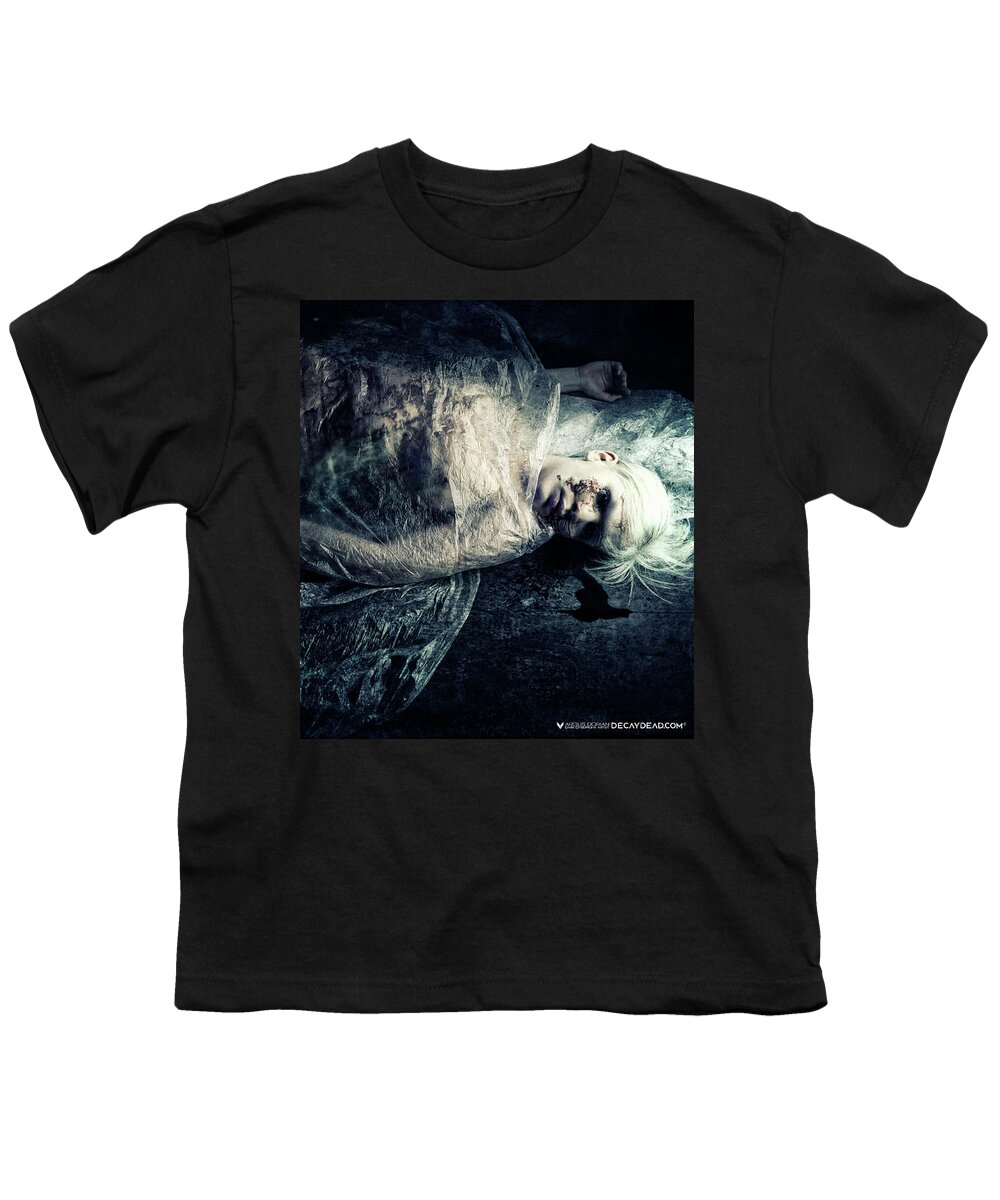 Dark Art Youth T-Shirt featuring the digital art Wrapped in Guilt_by Argus Dorinan by Argus Dorian