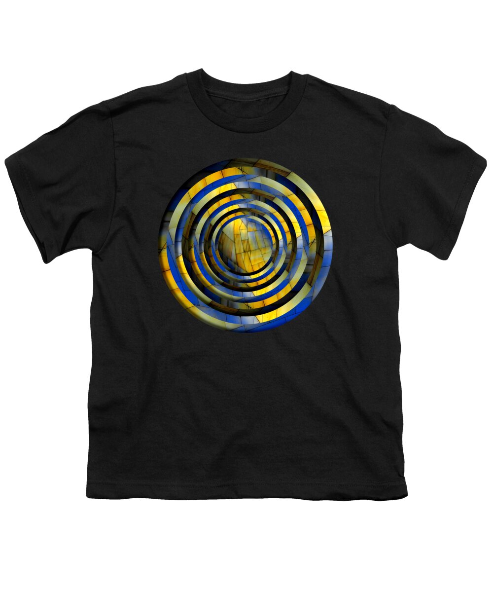 Graphic Youth T-Shirt featuring the digital art Yellow and Blue Metal Circles Sans Border by Pelo Blanco Photo