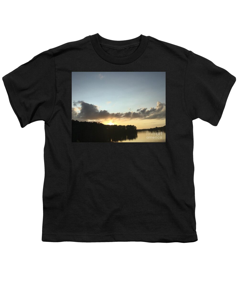 Sunset Youth T-Shirt featuring the photograph Johnson Millpond - Virginia Yellow Reflections by Catherine Wilson