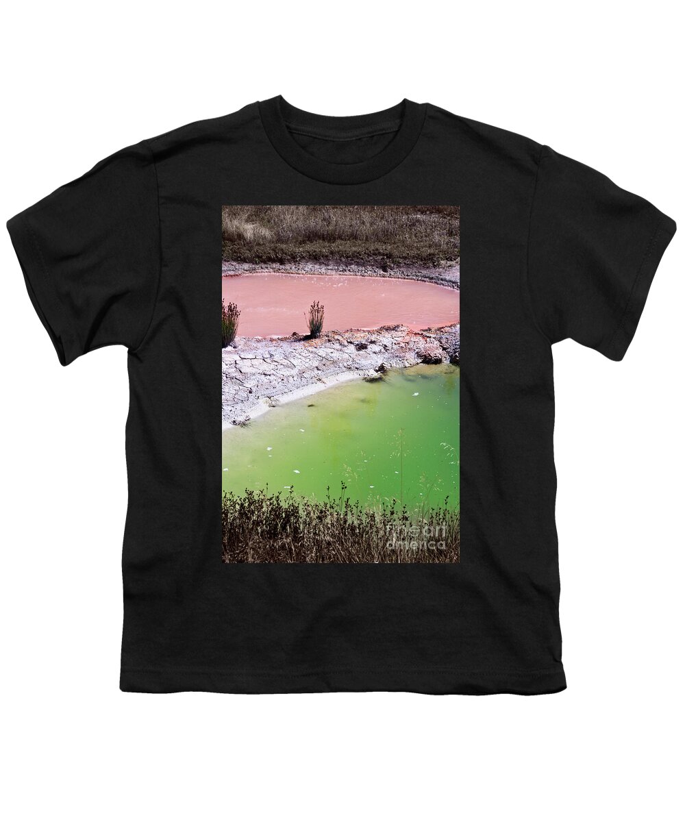 Yellowstone Youth T-Shirt featuring the photograph Yellowstone hot springs by Delphimages Photo Creations