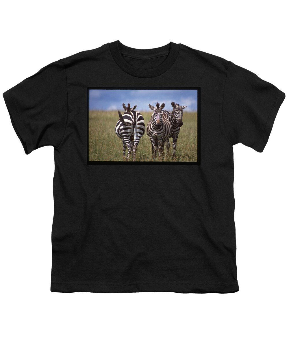 Africa Youth T-Shirt featuring the photograph Zebras Coming and Going by Russel Considine