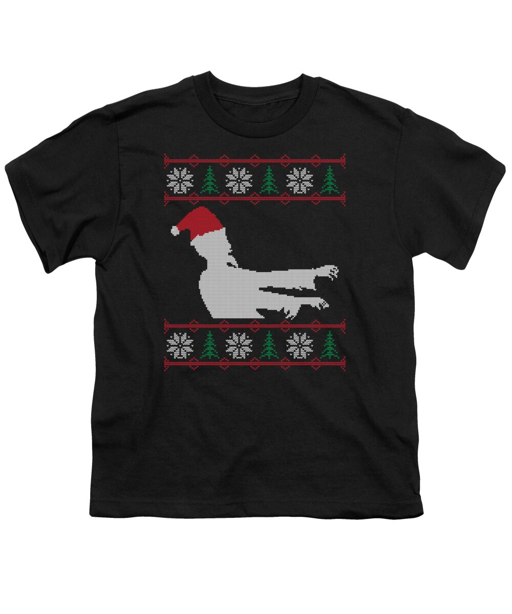 Christmas 2023 Youth T-Shirt featuring the digital art Zombie Santa Ugly Christmas Sweater by Flippin Sweet Gear