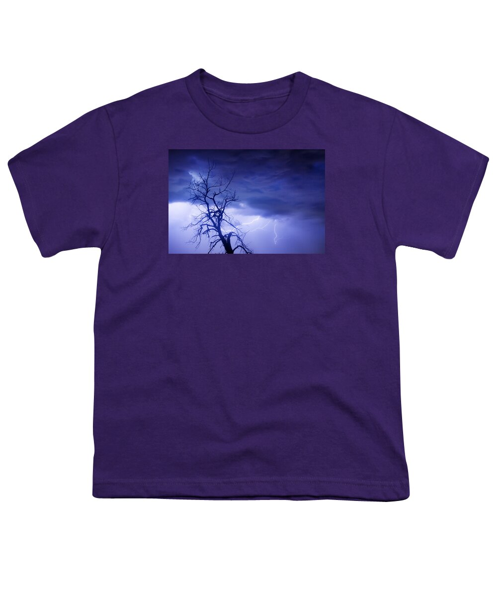 Tree Youth T-Shirt featuring the photograph Lightning Tree Silhouette 29 by James BO Insogna