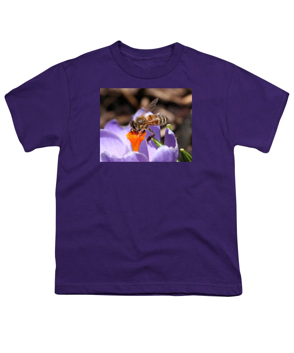 Honeybee Youth T-Shirt featuring the photograph Any Nectar Down There? by Lucinda VanVleck