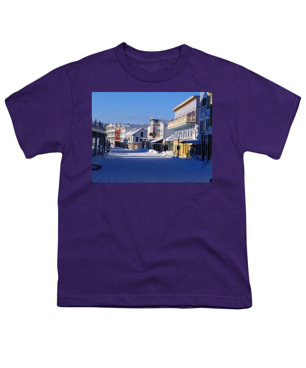 Mackinac Island Youth T-Shirt featuring the photograph Downtown Mackinac in the Early Morning by Keith Stokes