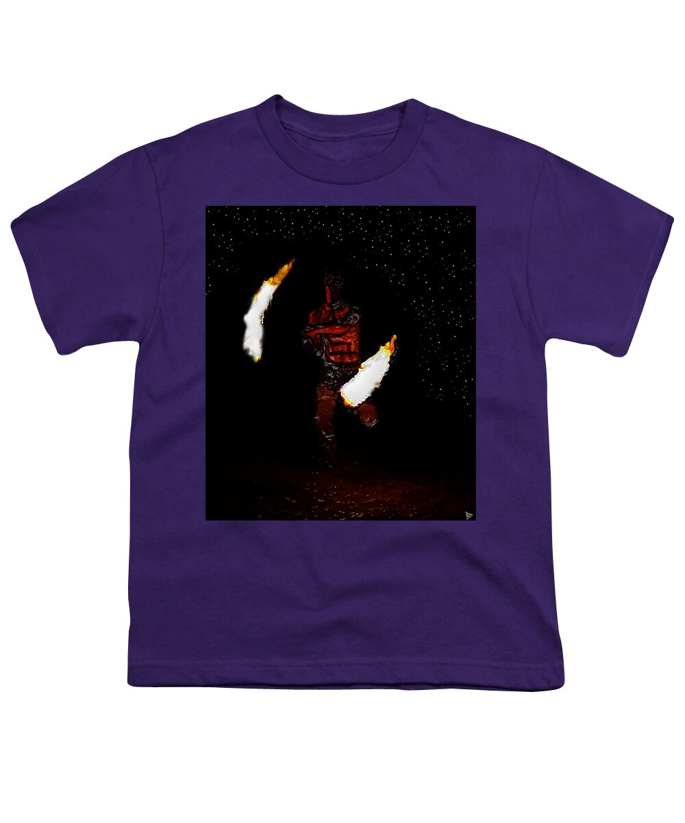 Fire Dance Youth T-Shirt featuring the painting Easter Island Fire Dance by David Lee Thompson