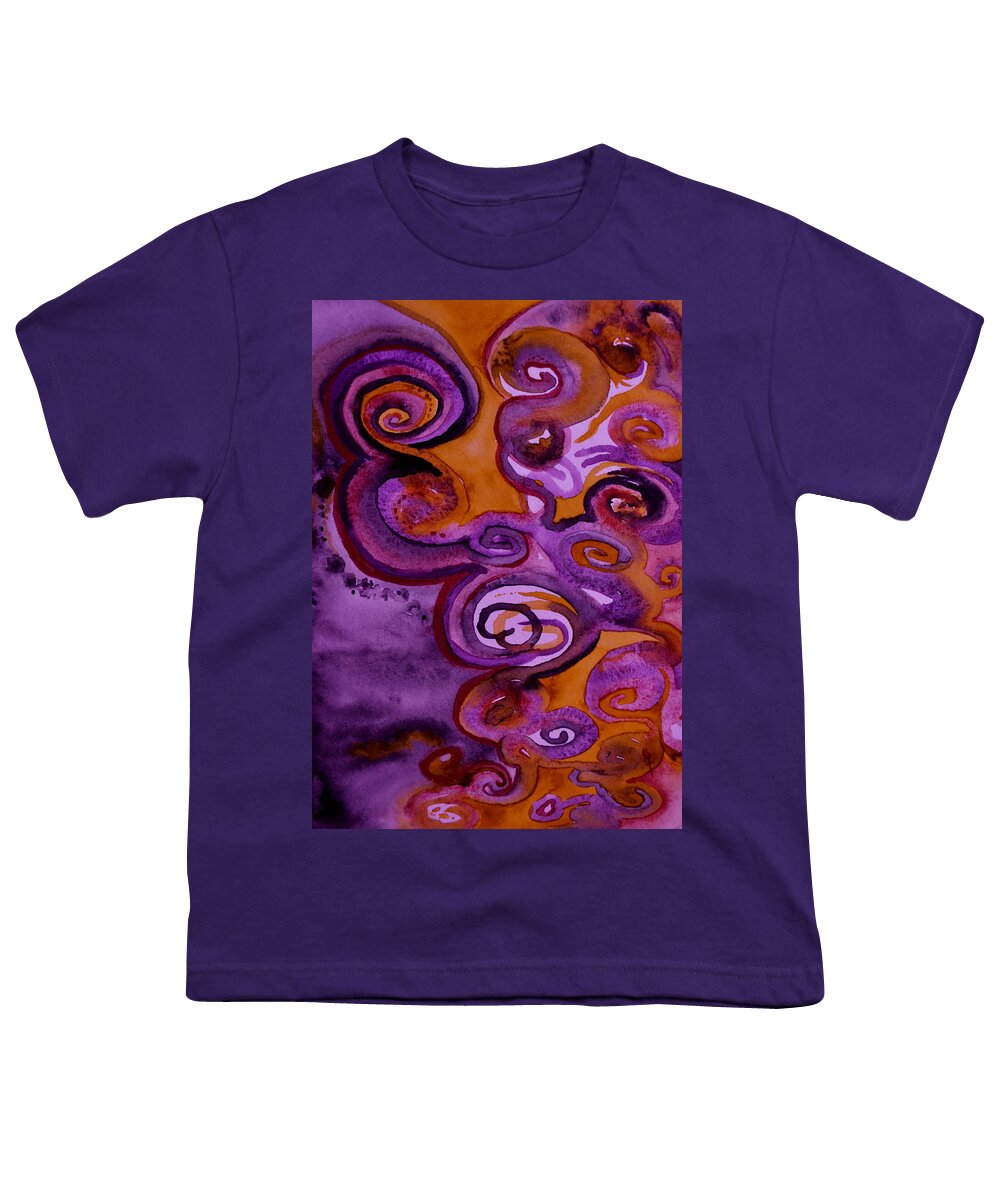 Abstract Youth T-Shirt featuring the painting Psychedelic Purple Erebor by Beverley Harper Tinsley