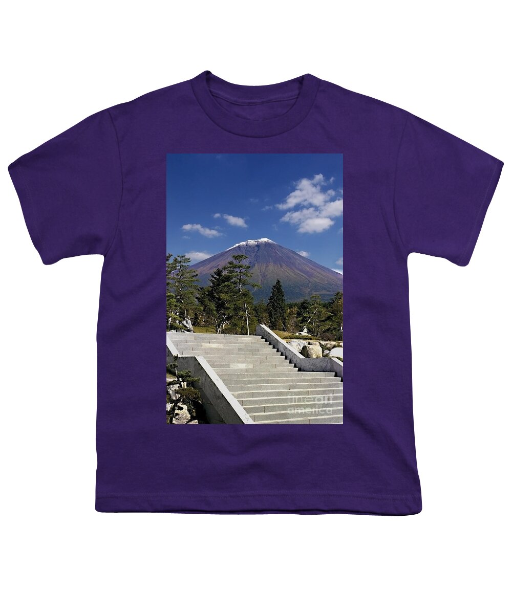 Japan Youth T-Shirt featuring the photograph Stairway to Mt Fuji by Ellen Cotton