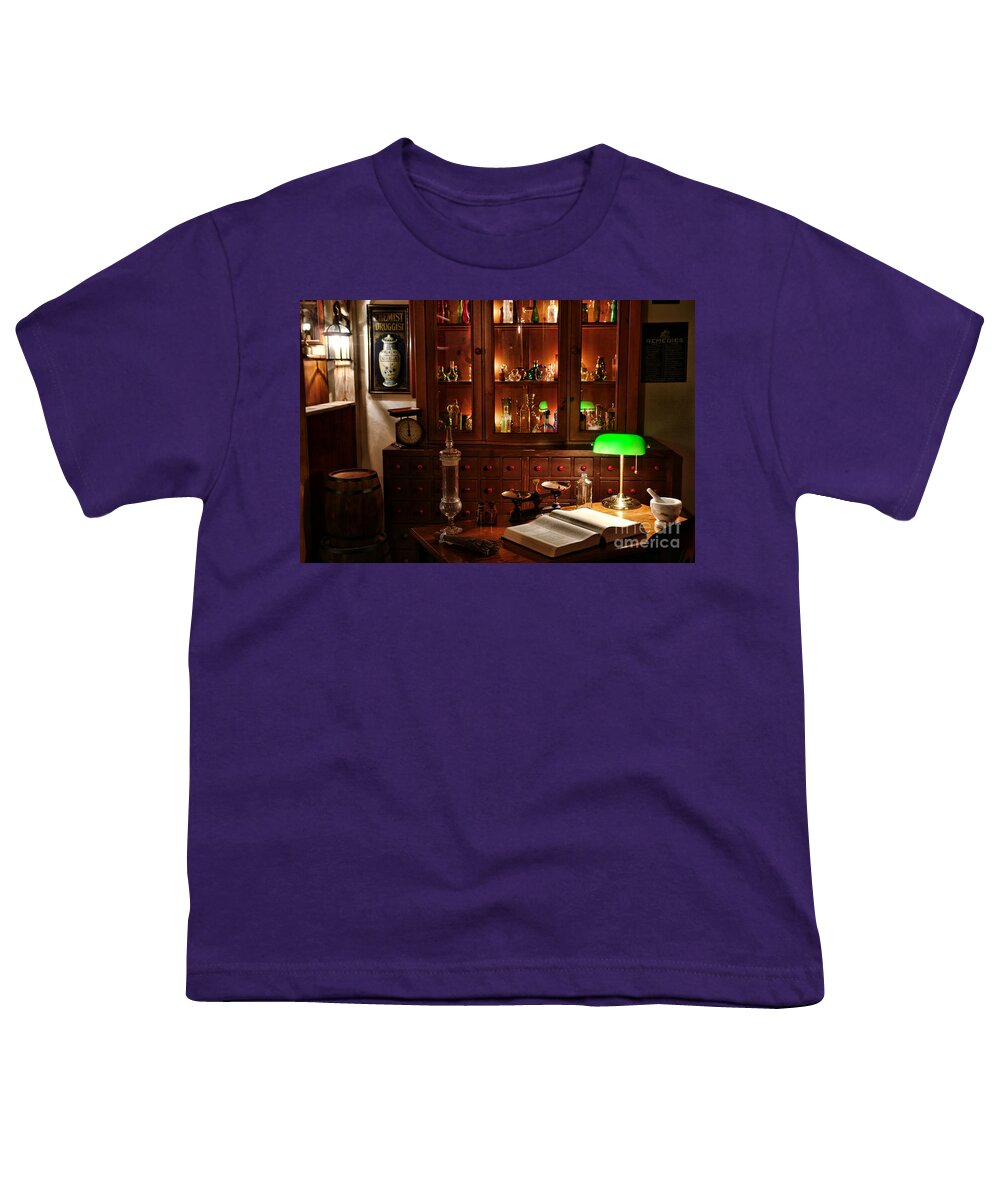 Apothecary Youth T-Shirt featuring the photograph Vintage Apothecary Shop by Olivier Le Queinec