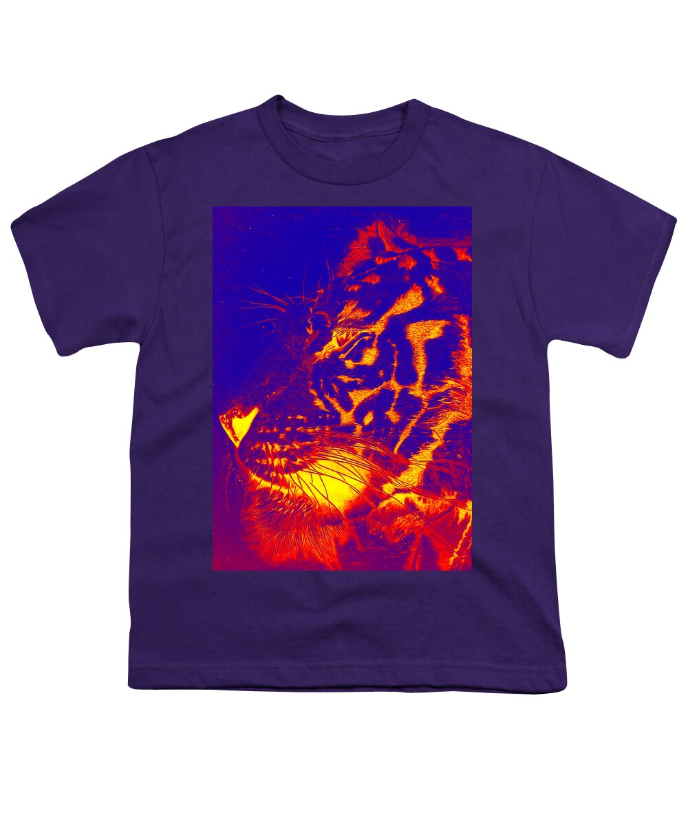 Surreal Paintings Youth T-Shirt featuring the digital art Bengala on Fire by Mayhem Mediums