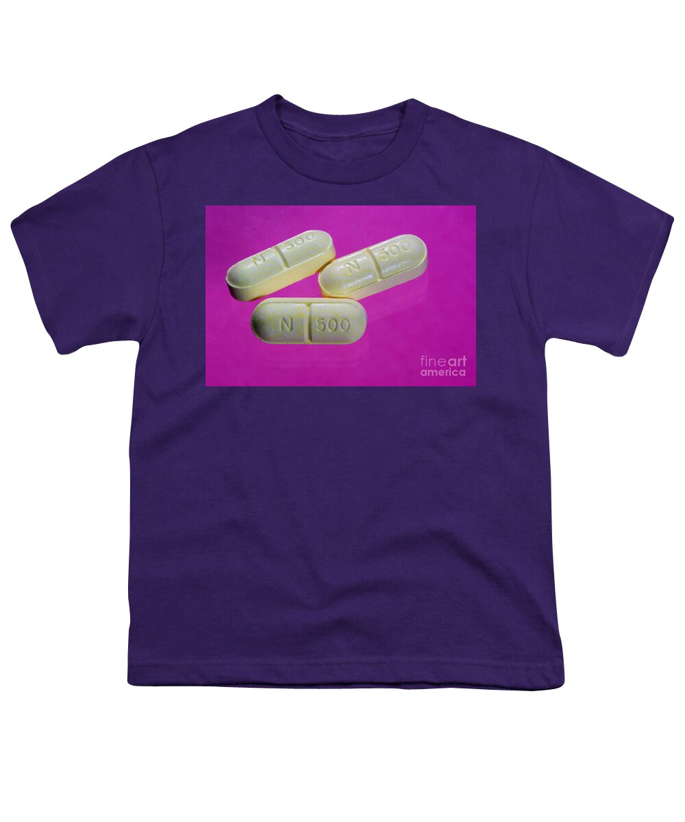 Science Youth T-Shirt featuring the photograph Naproxen Pills #1 by Scimat