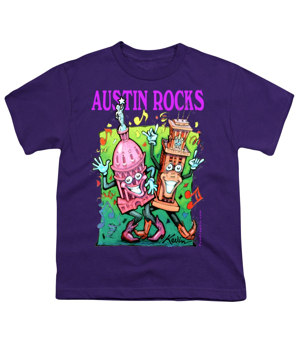 Austin Youth T-Shirt featuring the painting Austin Texas by Kevin Middleton