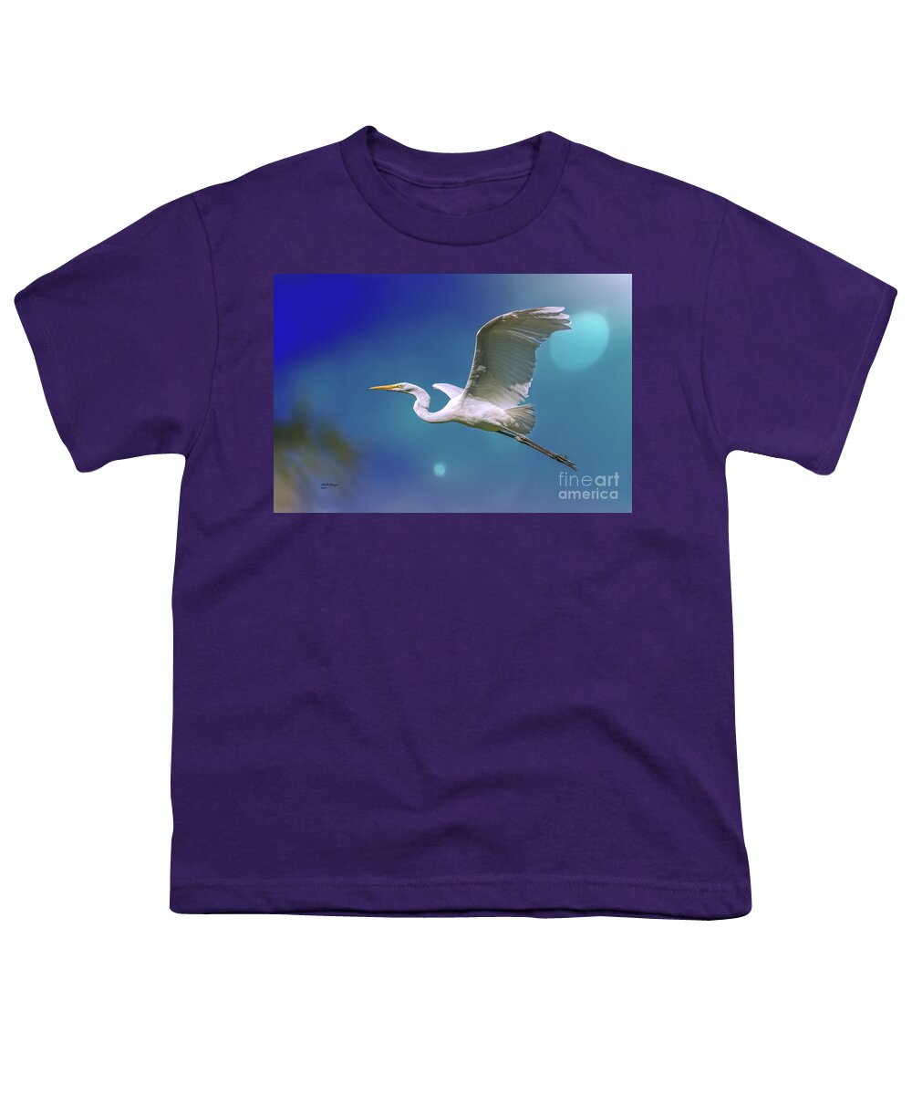 Egrets Youth T-Shirt featuring the photograph Breakin Dawn Flyer-The Great Egret by DB Hayes