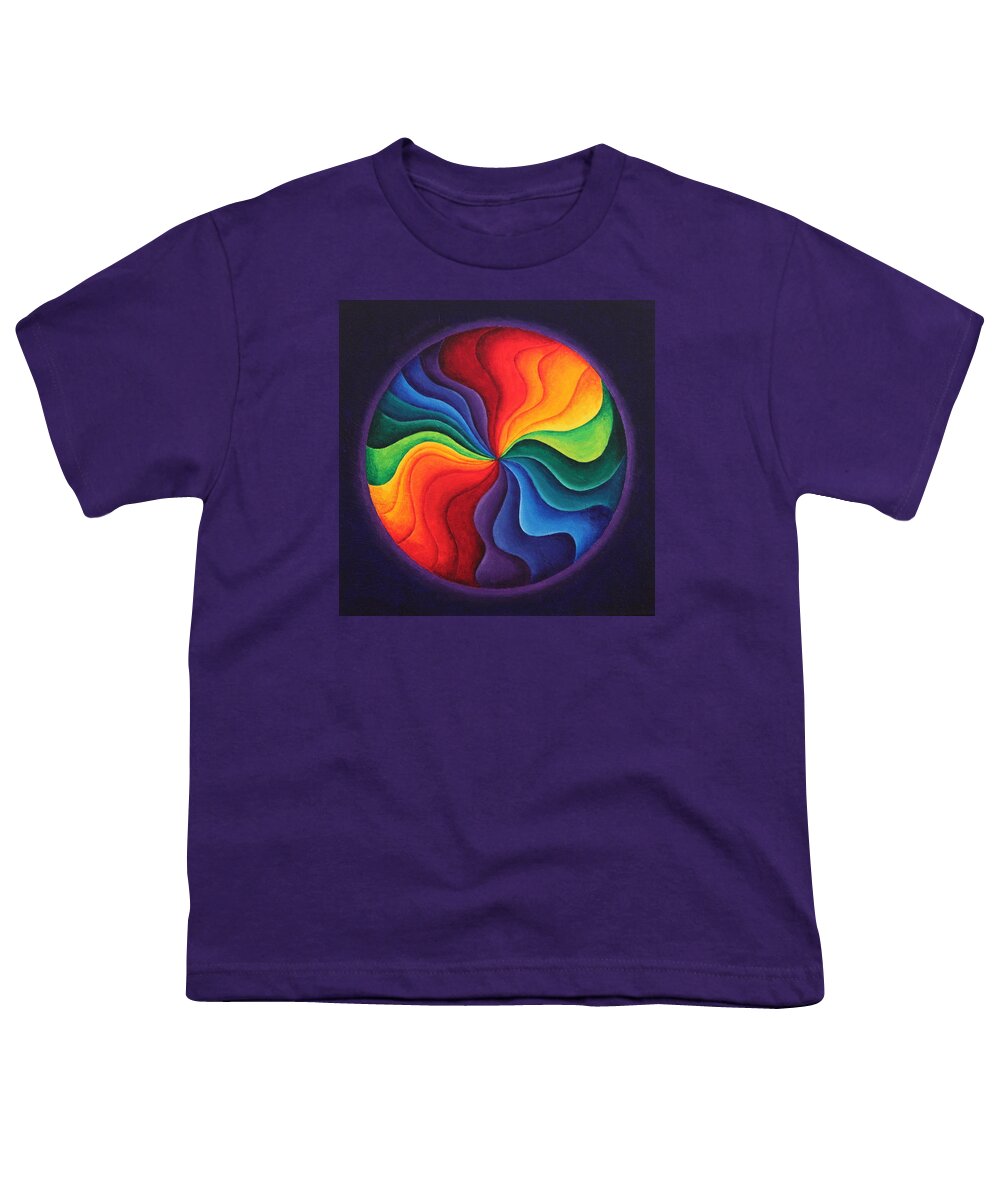 Mandala Youth T-Shirt featuring the painting Color joy by Erik Grind