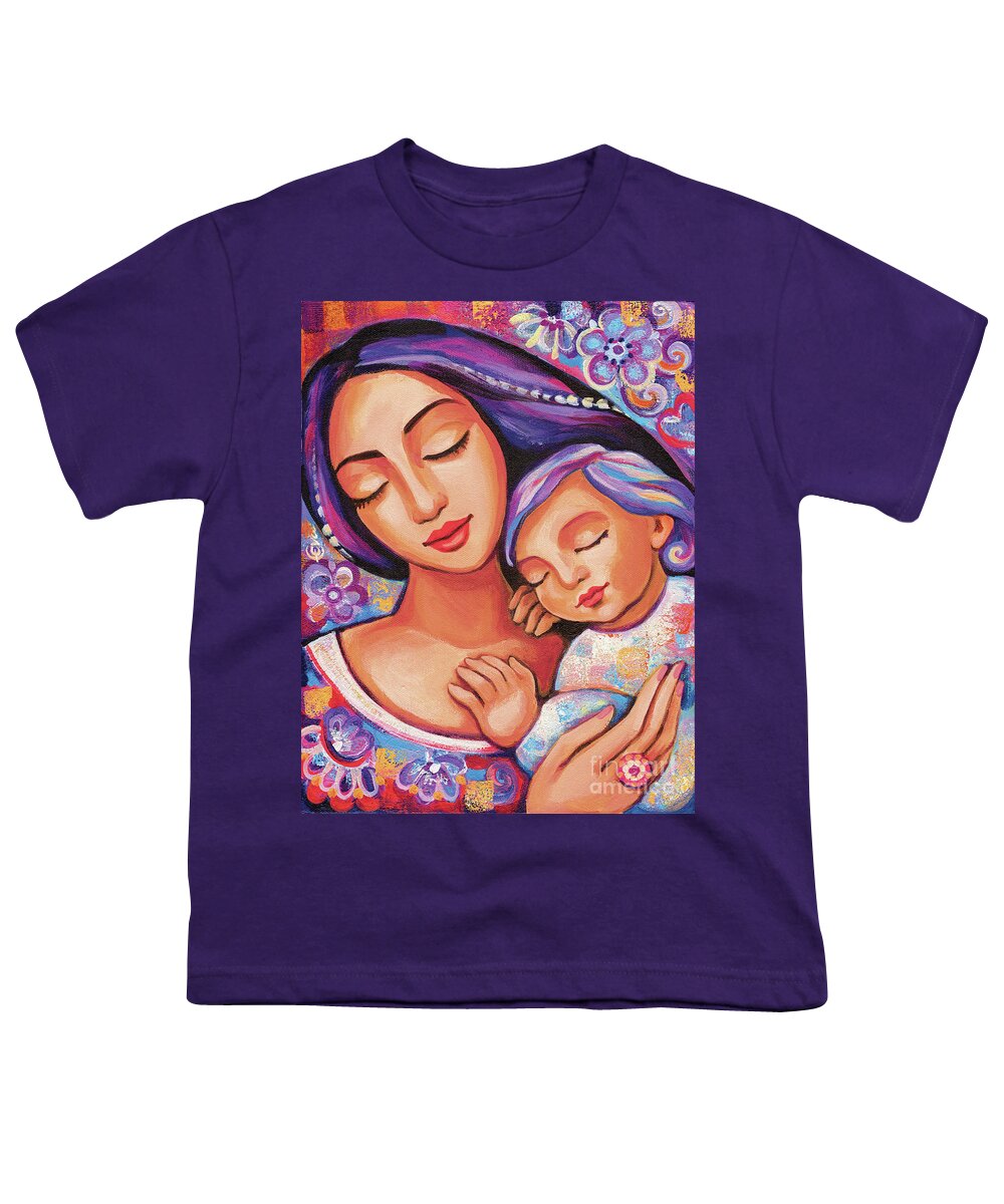 Mother And Child Youth T-Shirt featuring the painting Dreaming Together by Eva Campbell