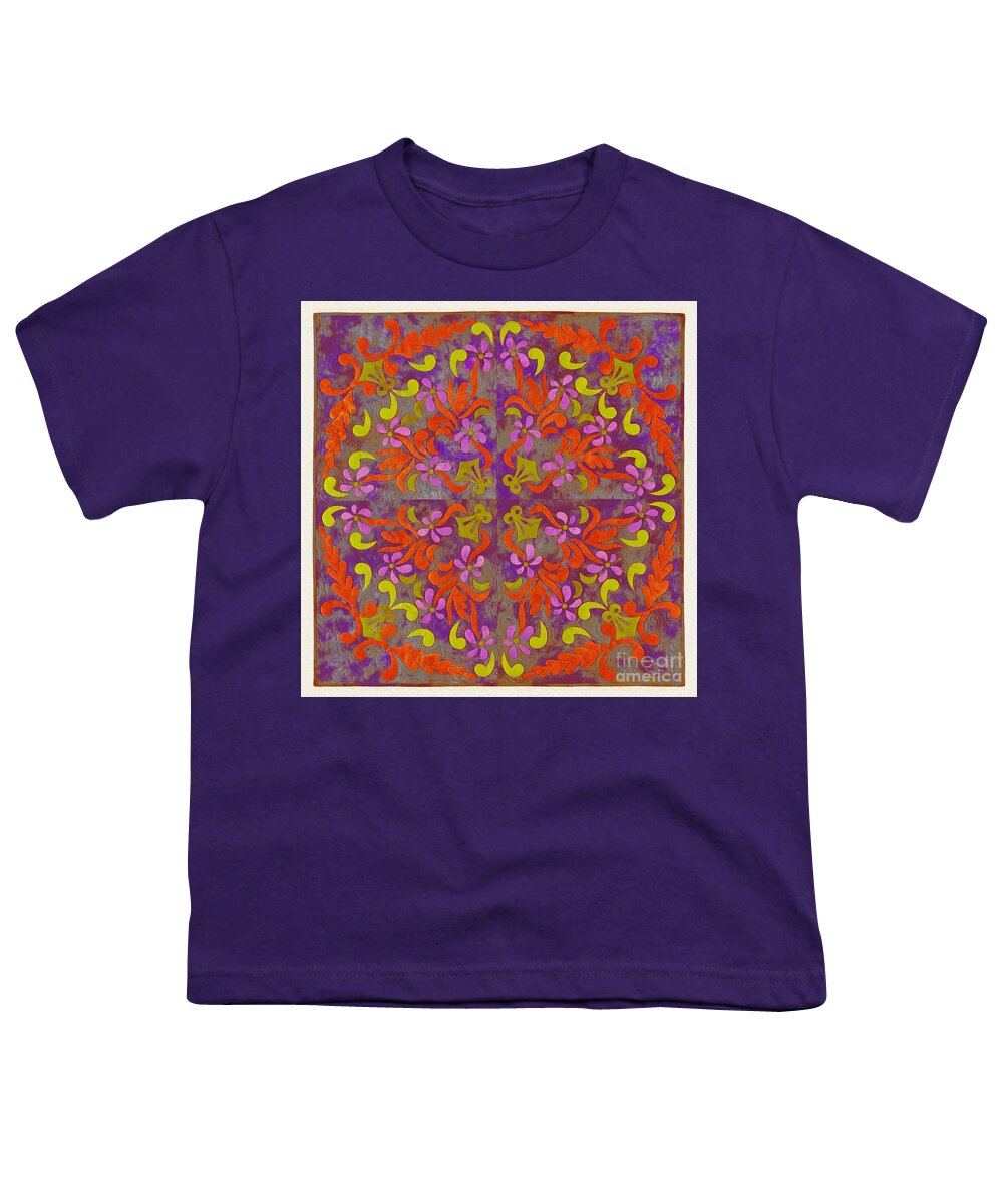 Patternart By Linda Youth T-Shirt featuring the painting Florart art 34Gf by Gull G