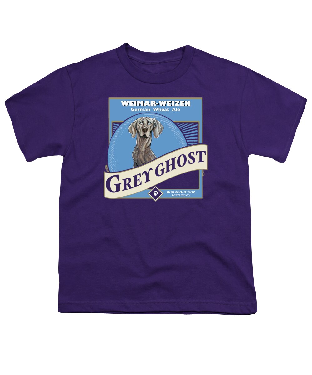 Beer Youth T-Shirt featuring the drawing Grey Ghost Weimar-Weizen Wheat Ale by John LaFree