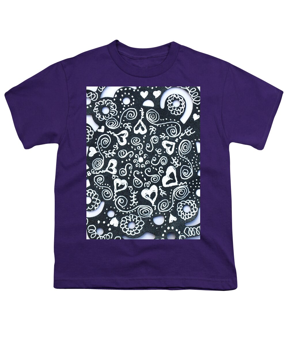 Zentangle Youth T-Shirt featuring the drawing Hearty by Carole Brecht