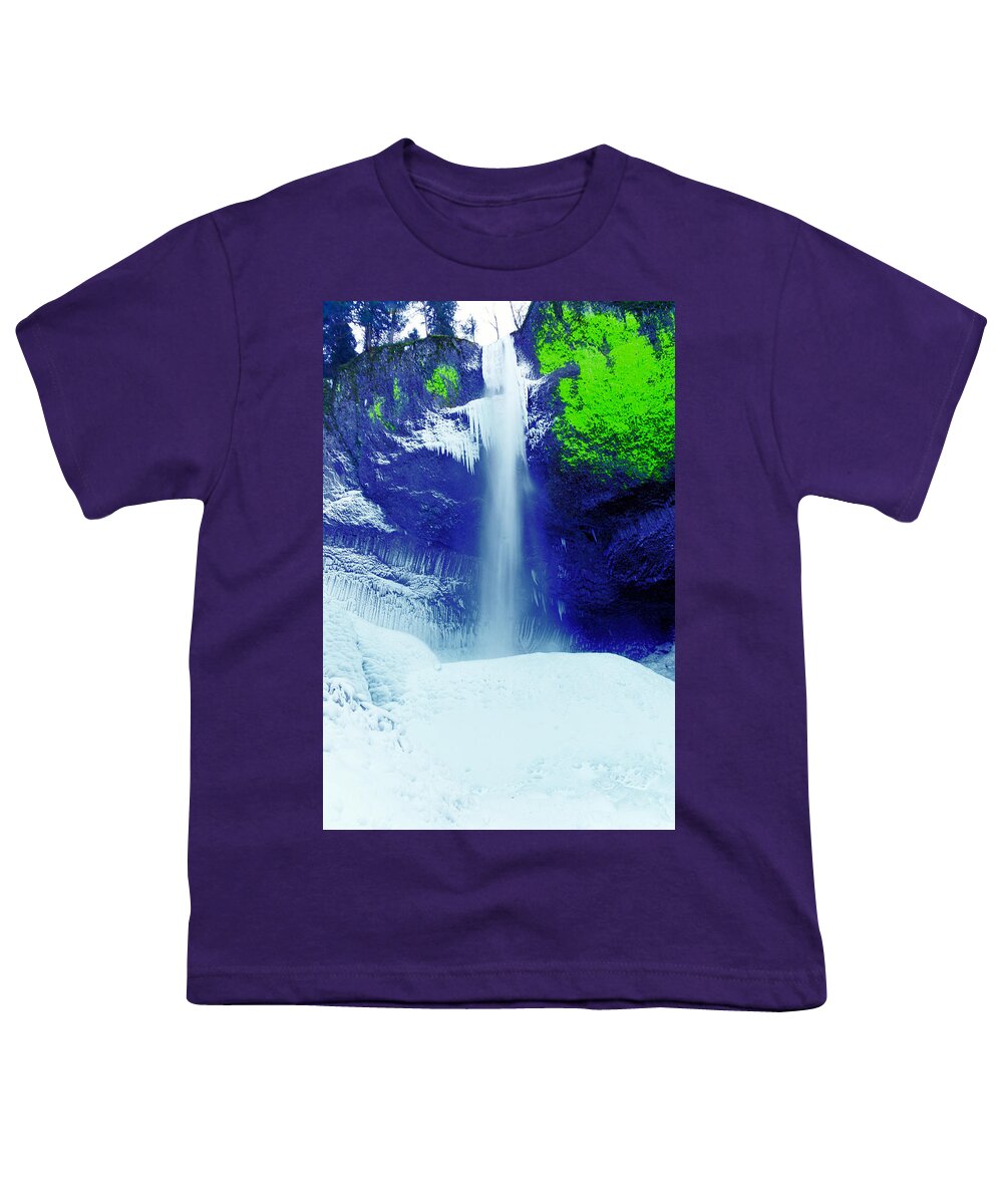 Waterfall Youth T-Shirt featuring the photograph Latourell Falls in Winter by Jeff Swan