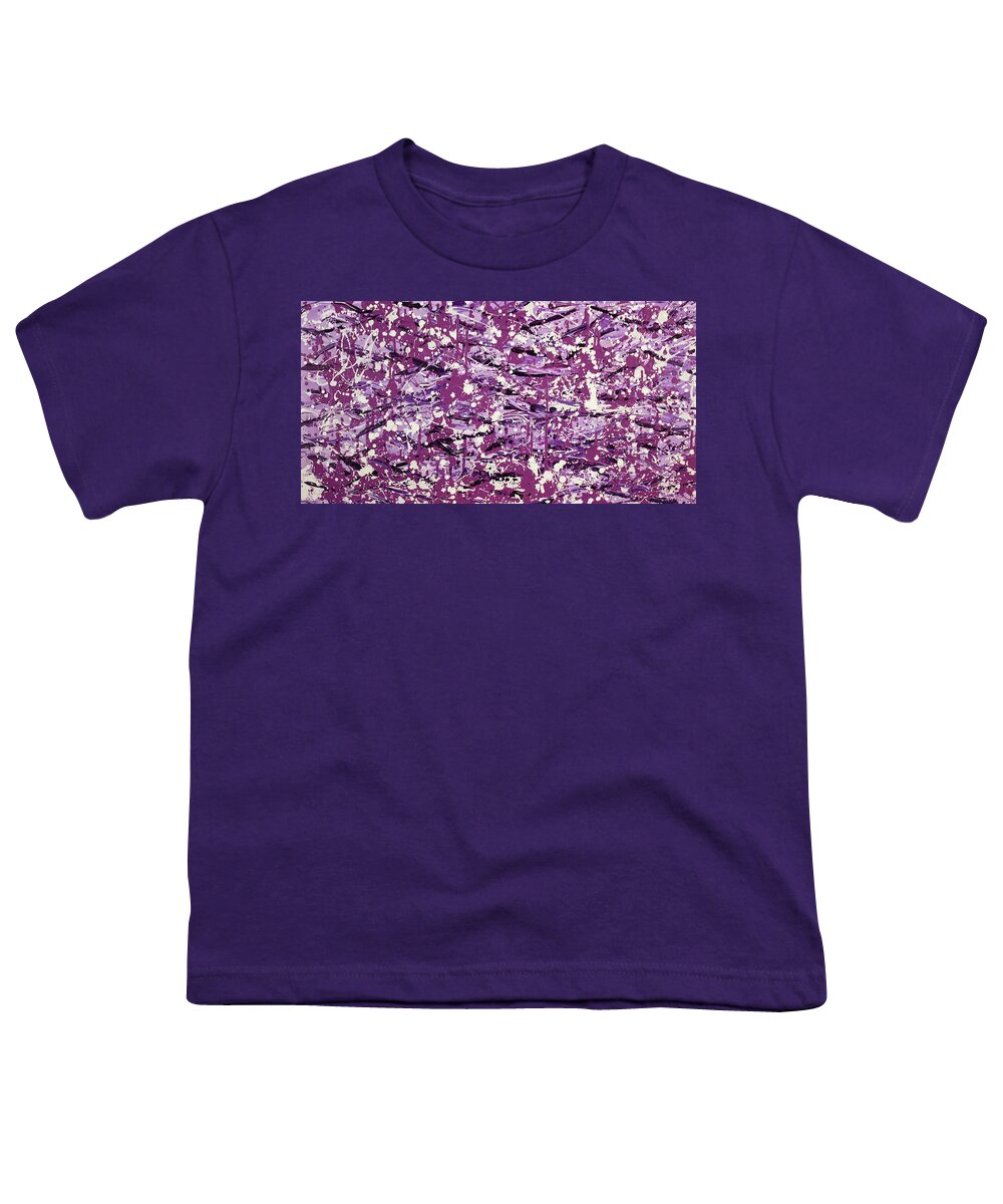 Jackson Pollack Youth T-Shirt featuring the painting Purple Splatter by Thomas Blood