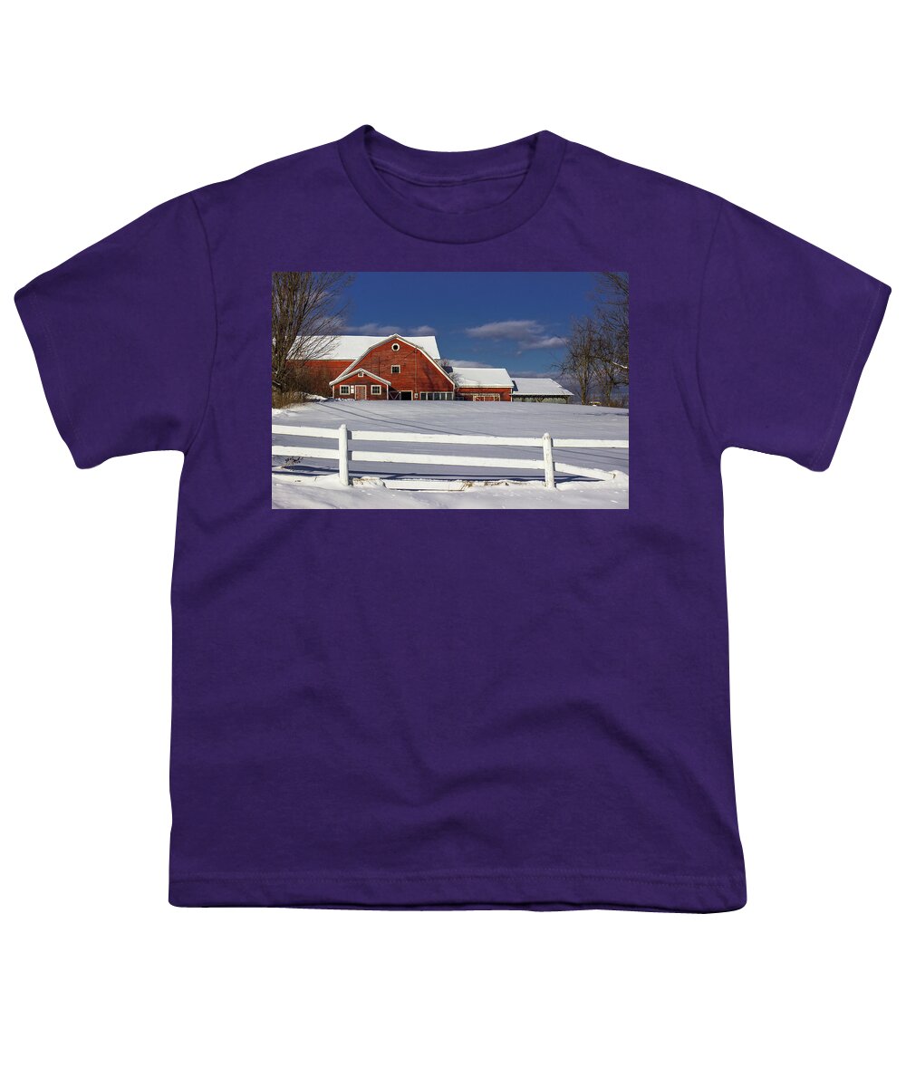 Vermont Youth T-Shirt featuring the photograph Ruggles Barn by Tim Kirchoff