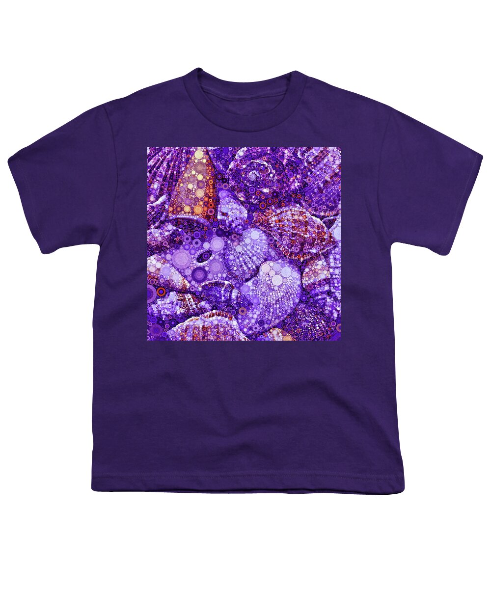 Seashells Youth T-Shirt featuring the digital art Seashells Abstract in Violet by Dana Roper