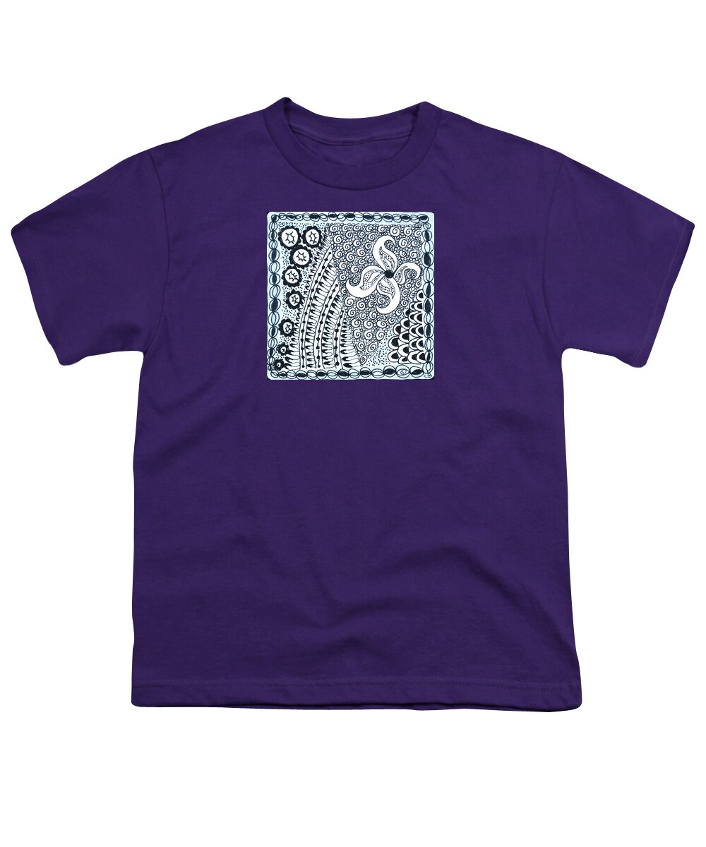 Zentangle Youth T-Shirt featuring the drawing Starfish by Carole Brecht
