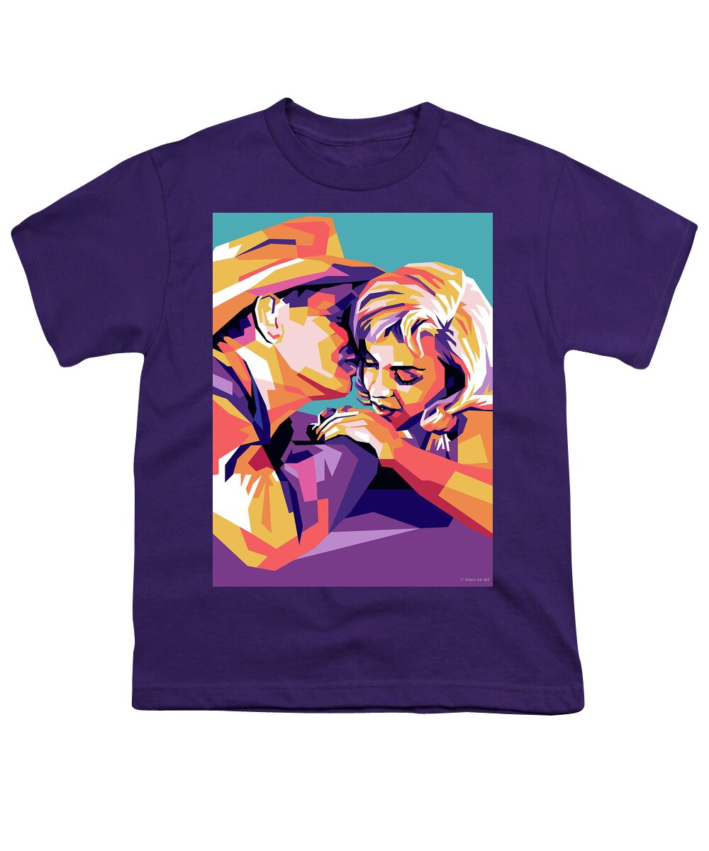 Clark Gable Youth T-Shirt featuring the digital art Clark Gable and Marilyn Monroe by Movie World Posters