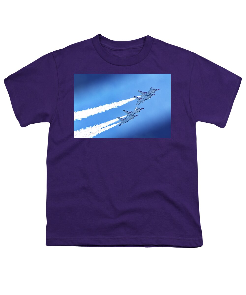 Thunderbirds Youth T-Shirt featuring the photograph USAF Thunderbird Demonstration Squadron 9 by Donald Pash