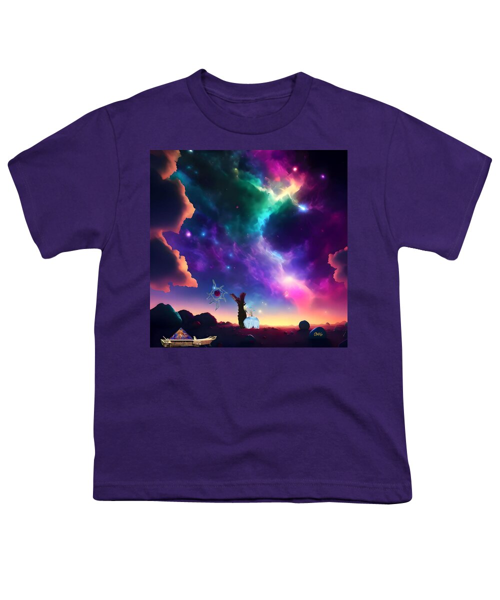  Youth T-Shirt featuring the digital art Space Camping #2 by Christina Knight