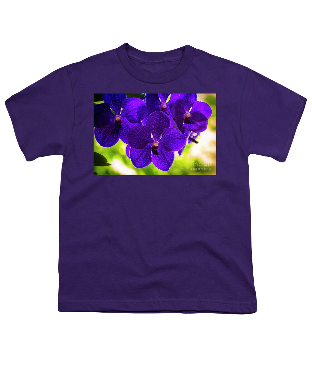 Background Youth T-Shirt featuring the photograph Purple Orchid Flowers #34 by Raul Rodriguez