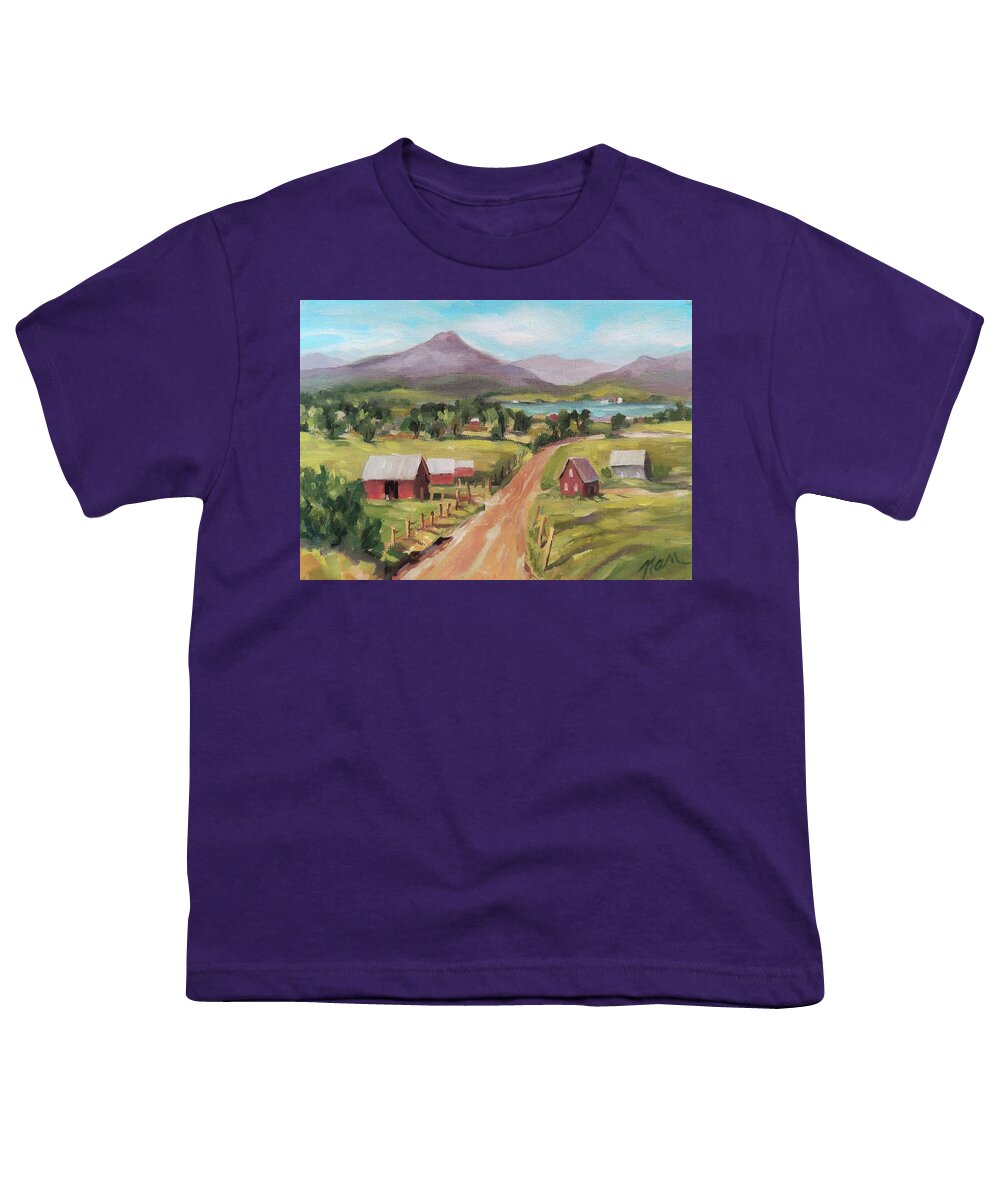 Impressionism Youth T-Shirt featuring the painting Back Road to the Lake by Nancy Griswold