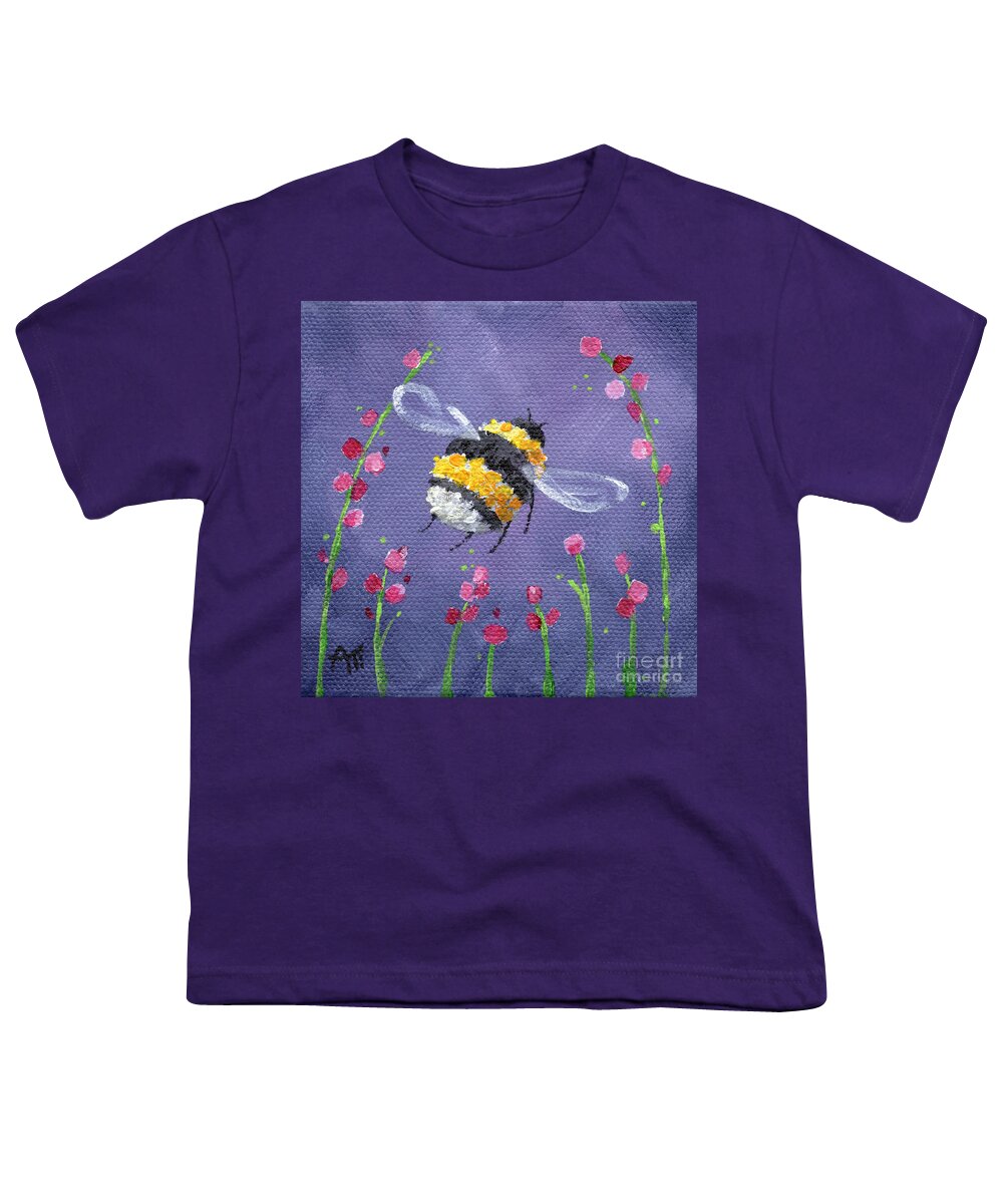 Bee Youth T-Shirt featuring the painting Bee Ballet - Bumblebee Painting by Annie Troe