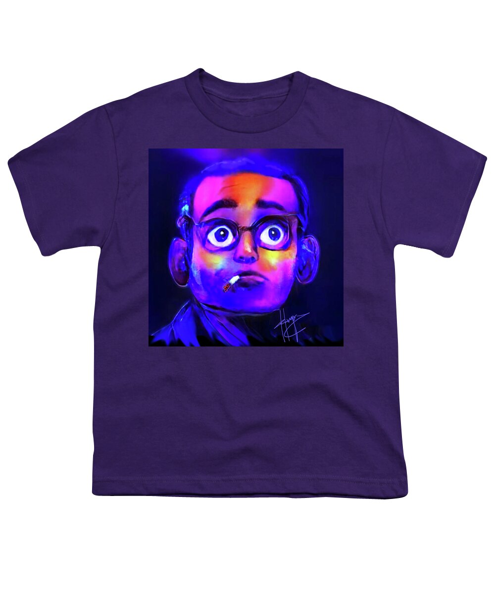 Bill Evans Youth T-Shirt featuring the painting Cartoonized Bill Evans by DC Langer