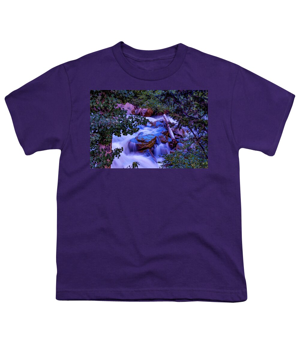 Cascade Youth T-Shirt featuring the photograph Cascade Falls, Buena Vista, Colorado by Tom Potter