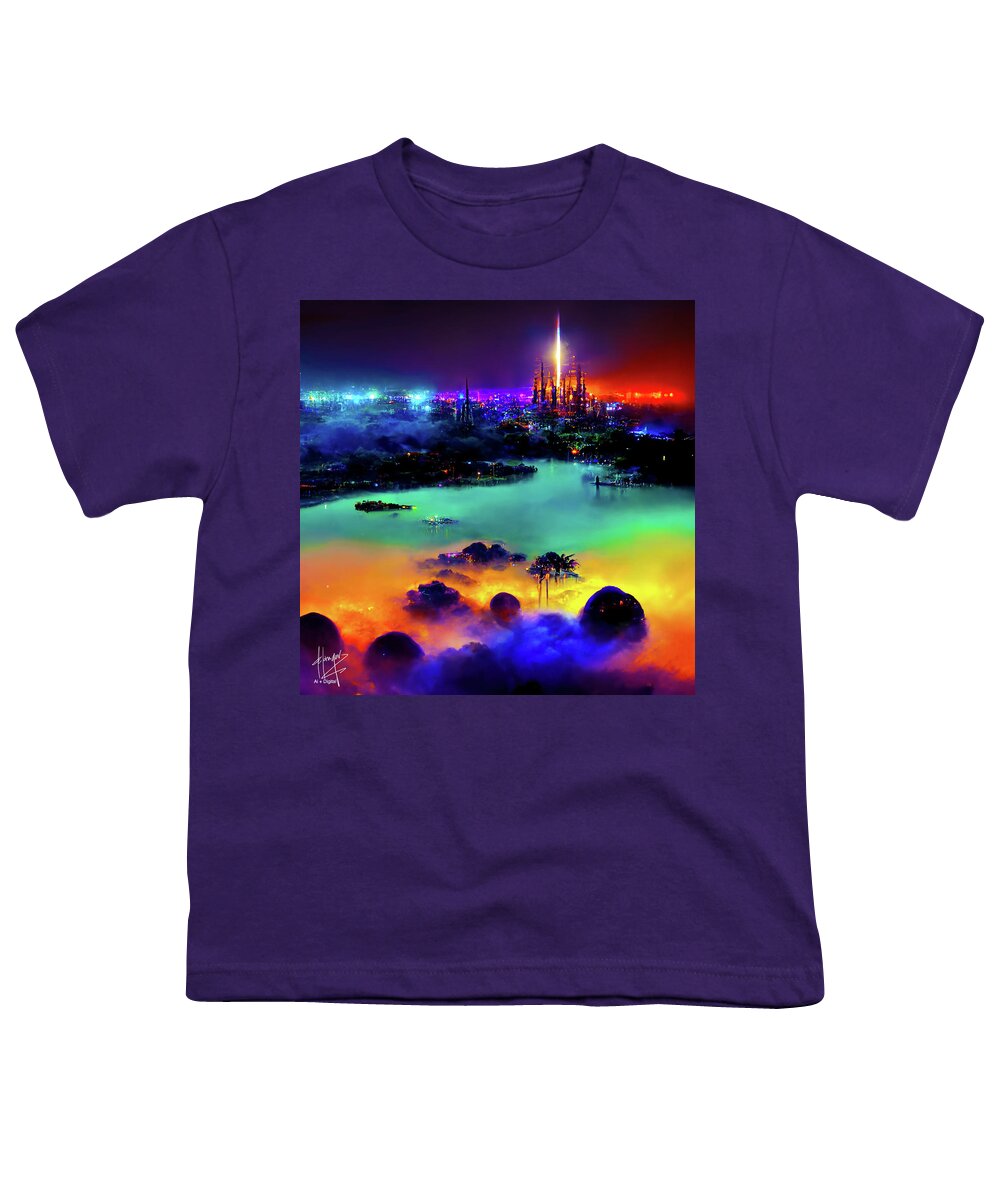 Futuristic City Youth T-Shirt featuring the digital art Celestial City 40 by DC Langer