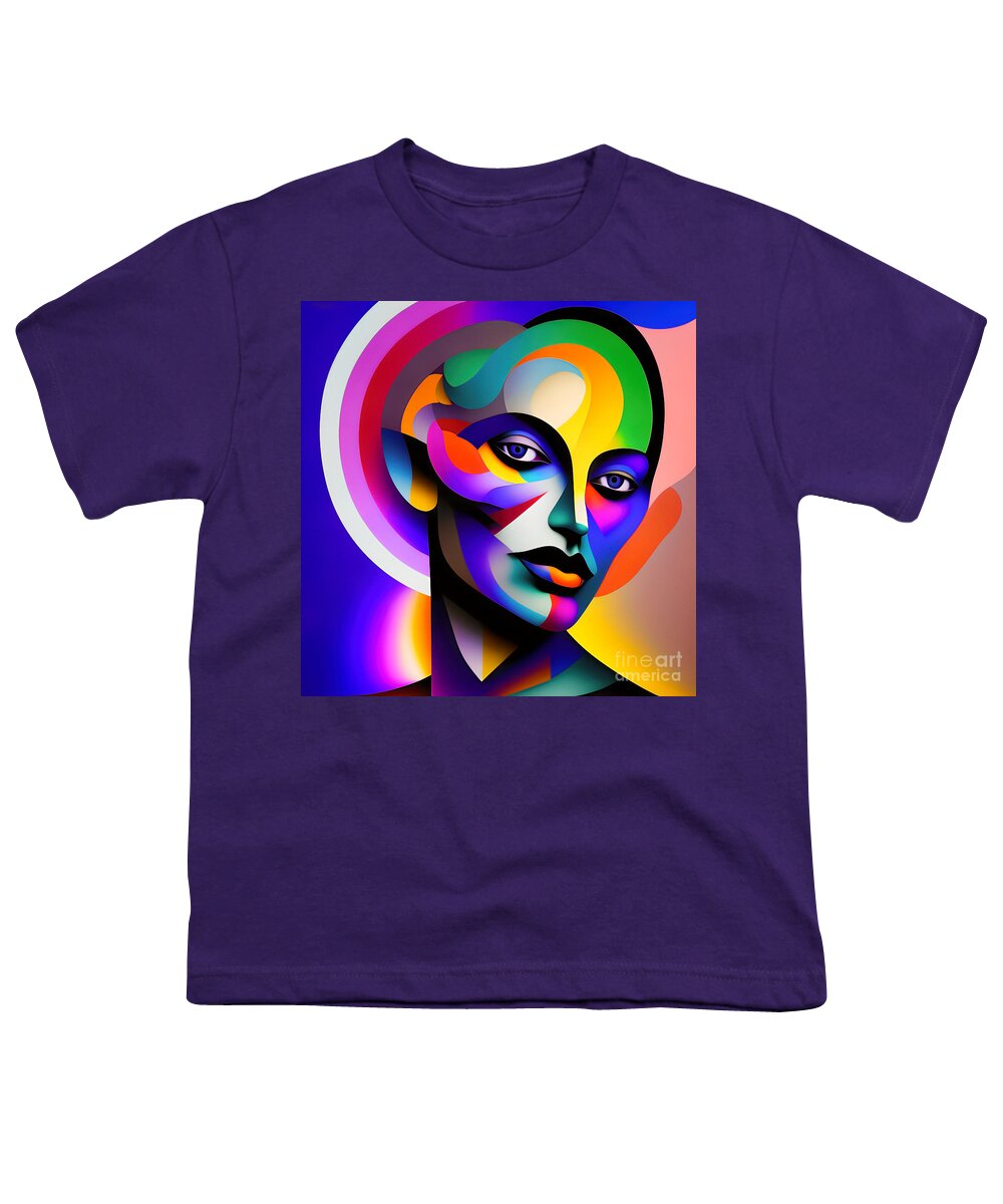 Portrait Youth T-Shirt featuring the digital art Colourful Abstract Portrait - 12 by Philip Preston