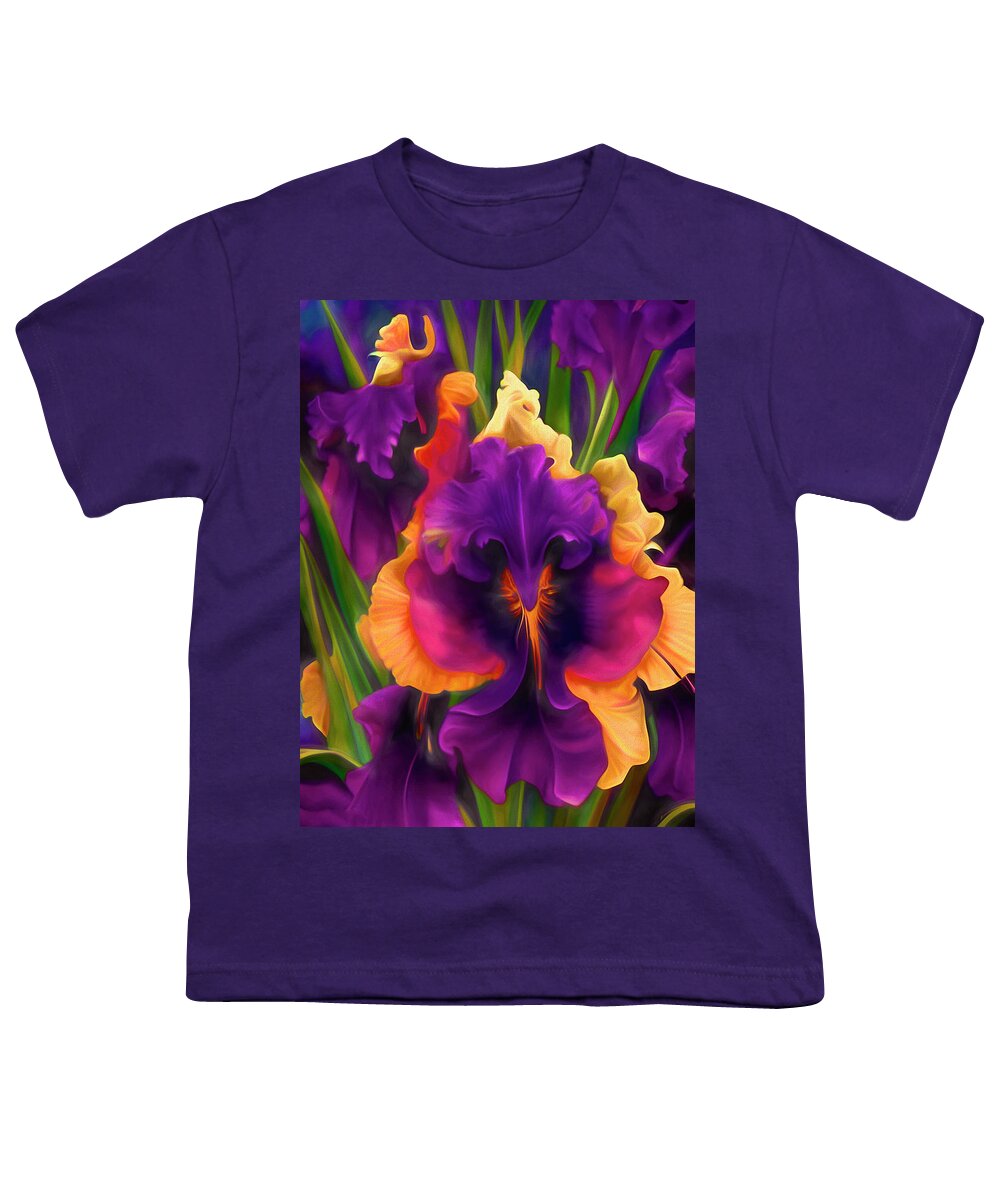 Floral Youth T-Shirt featuring the mixed media Complementary Petals 5 by Lynda Lehmann