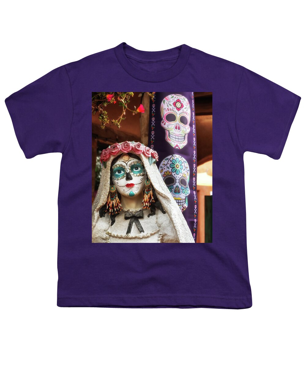 Elegant Skull Youth T-Shirt featuring the photograph Elegant Skull - Day of the Dead by Susan Rissi Tregoning