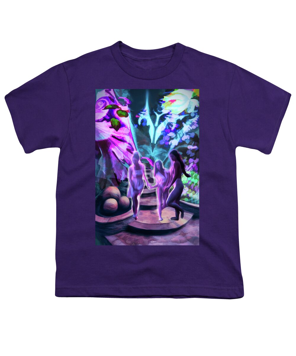 Enchanted Youth T-Shirt featuring the digital art Enchanted Garden by Lisa Yount