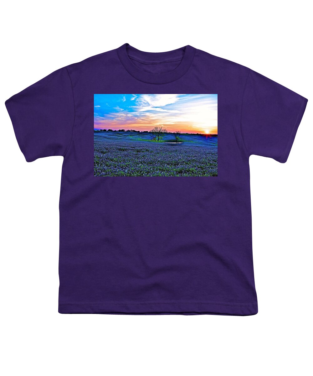 Texas Youth T-Shirt featuring the photograph Field Of Blue by John Babis