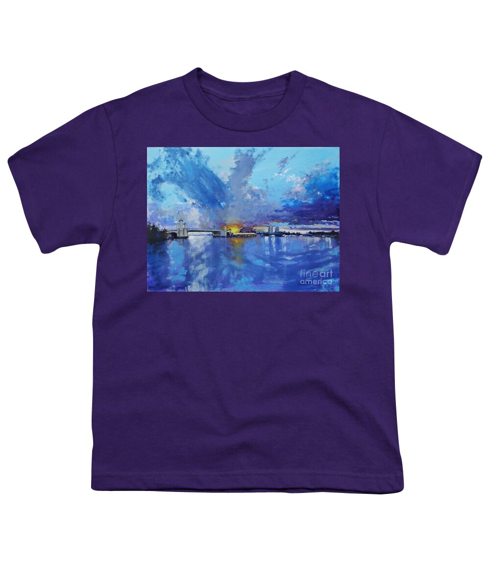 Florida Youth T-Shirt featuring the painting Florida Skies by Laura Lee Zanghetti