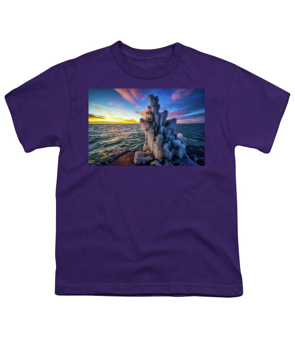 Door County Youth T-Shirt featuring the photograph Frozen Sunrise by Brad Bellisle