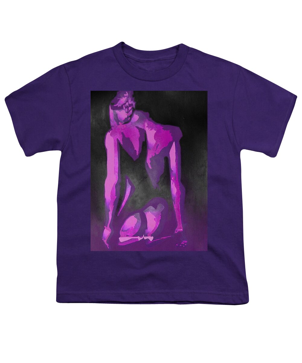Nudes Youth T-Shirt featuring the painting Purple Plaits and Panties by Taiche Acrylic Art