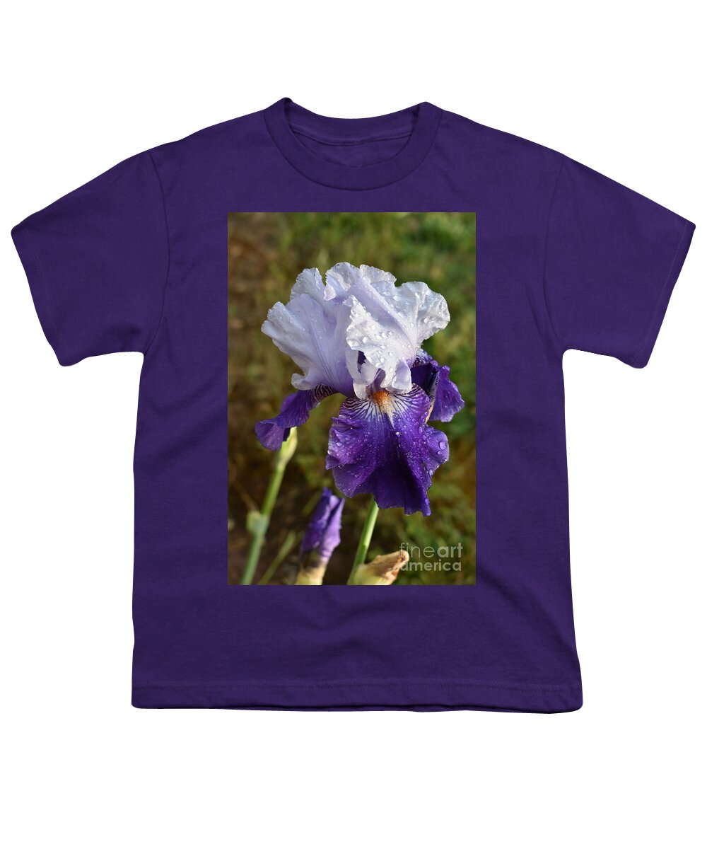 Purple Flowers Youth T-Shirt featuring the digital art Rain on Beauty by Yenni Harrison